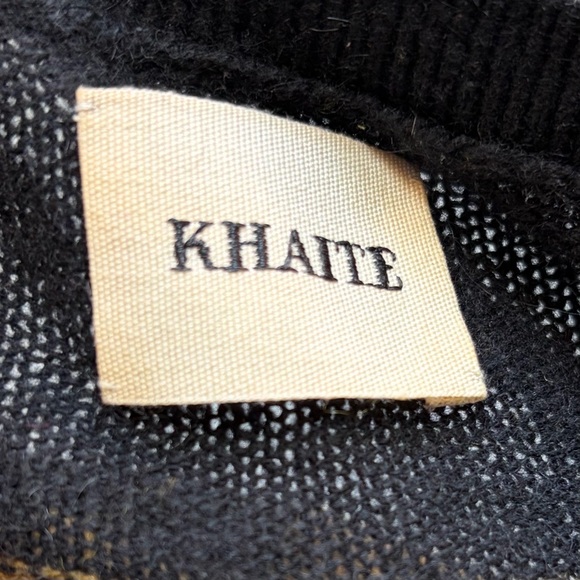 Khaite Sweater Women Sz L Black Gold Stripe 100% Cashmere Crewneck Pullover READ - Picture 2 of 16